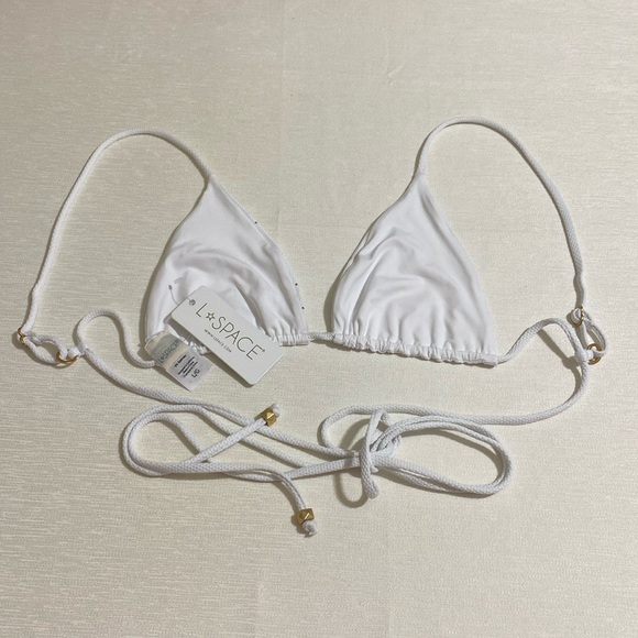 L*SPACE Women's Kara Top w Metallic Gold Studs Bikini Top Size L - Picture 3 of 6